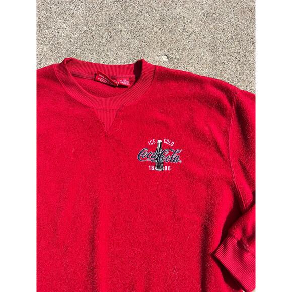 Vtg Coca Cola Brand Sweater Unisex Size XL Embroidered Crewneck Fleece Pullover - Picture 3 of 7